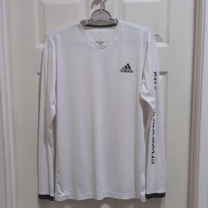 adidas Climacool Men's White Long Sleeve Athletic Top Flushing Meadows Size Med